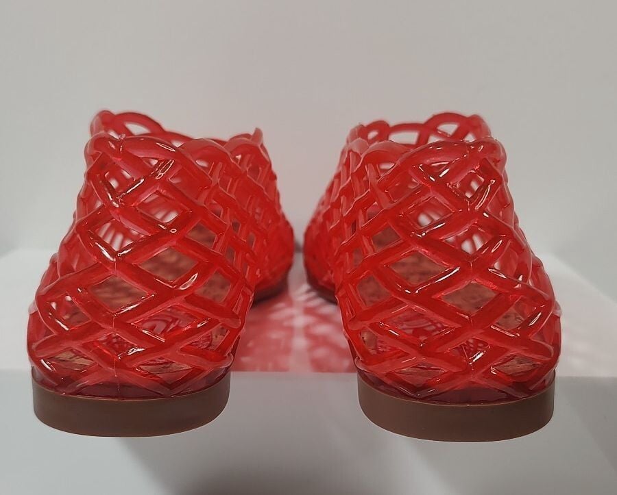 Red Transparent Lattice Flat Slip-On Shoes 5