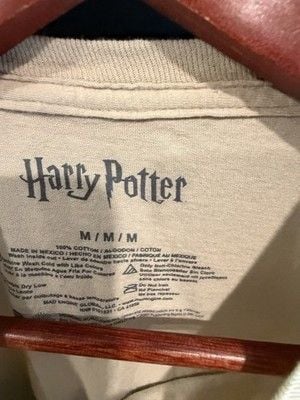 Harry Potter Hogwarts Herbology Beige Cotton Graphic Men's XL Crew Neck T-Shirt 3
