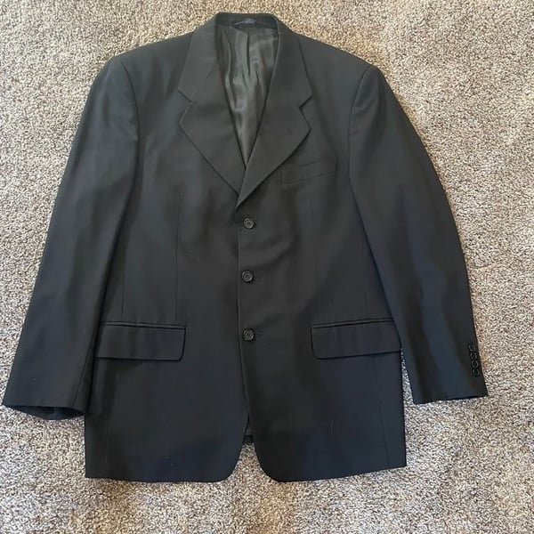 Vito Rufolo Men's Black Wool Suit Jacket Italian Size 43R Career Business 