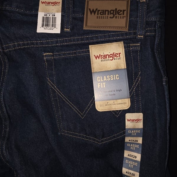 Wrangler Jeans Mens 40x29 Blue Rugged Wear Classic Fit Straight Denim Pants NWT