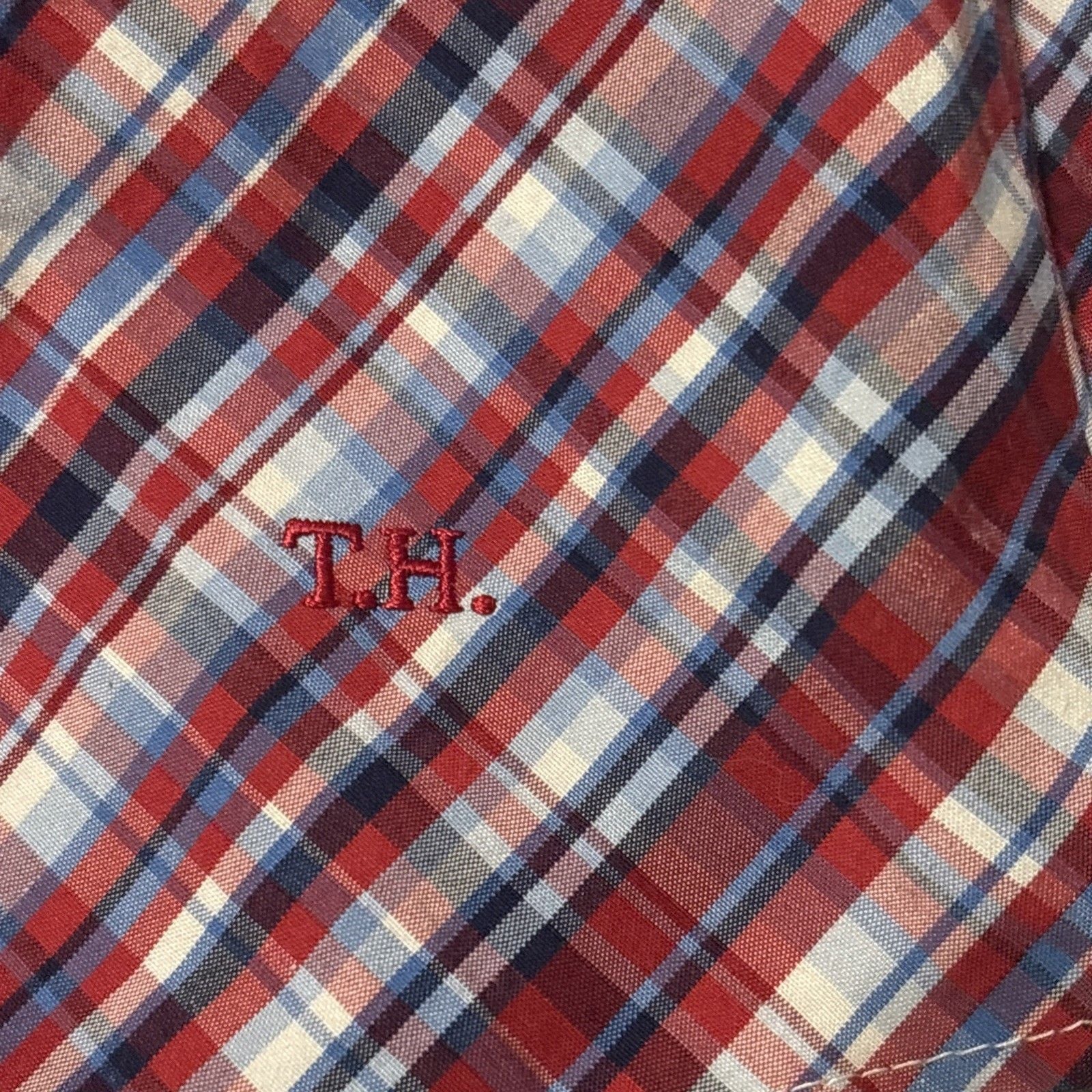 Tommy Hilfiger Women Long Sleeve Button-Down Shirt Size XL blue and maroon 6