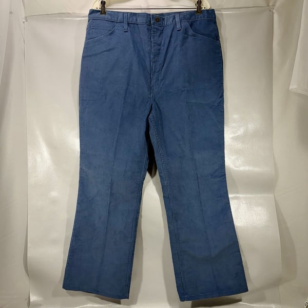 Vintage Wrangler 82665BS Corduroy Pants Mens 38x28 Slate Blue High Rise 70s 80s
