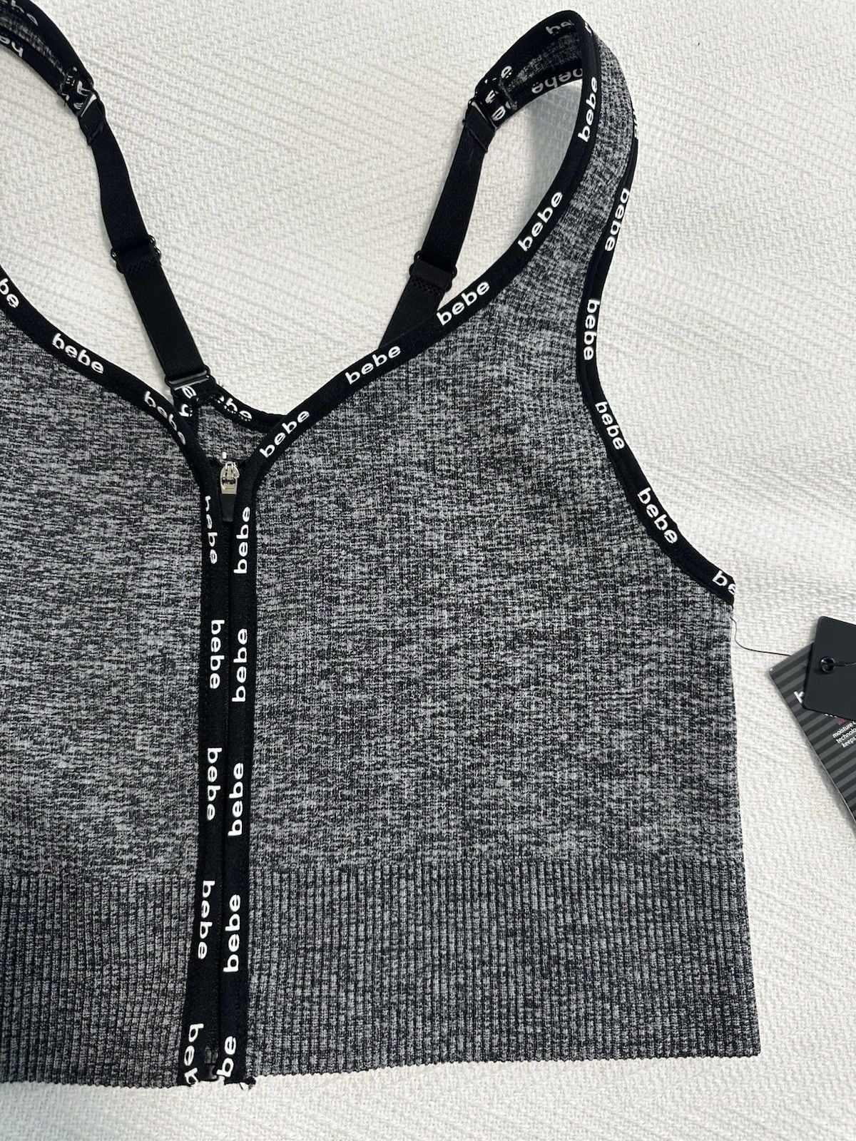 Women’s Bebe Grey Straps Top Zipper Size S New 4