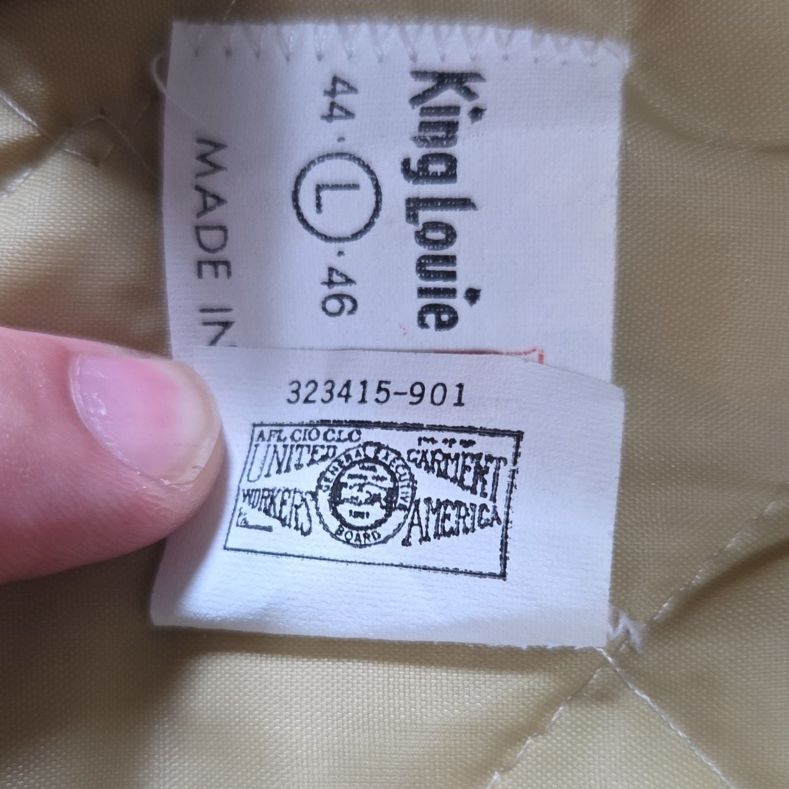 King Louie Beige Lined Bomber Jacket Nutrena Feeds Cow Embroidered Logo Size L 8