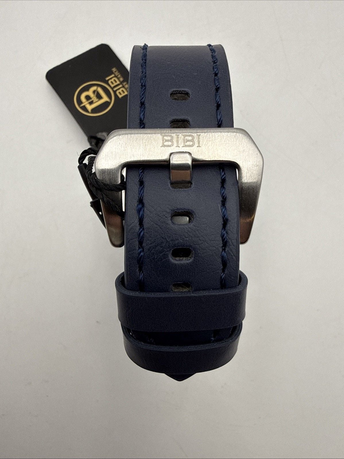 🔥 BIBI Men’s Watch B0184 Blue Strap Silver Case Black Bezel Date 40 mm NIB 🔥 7