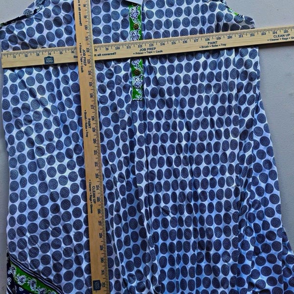 Seven Islands New York Daishiki Caftan Size 3X White Blue Green Geometric Print