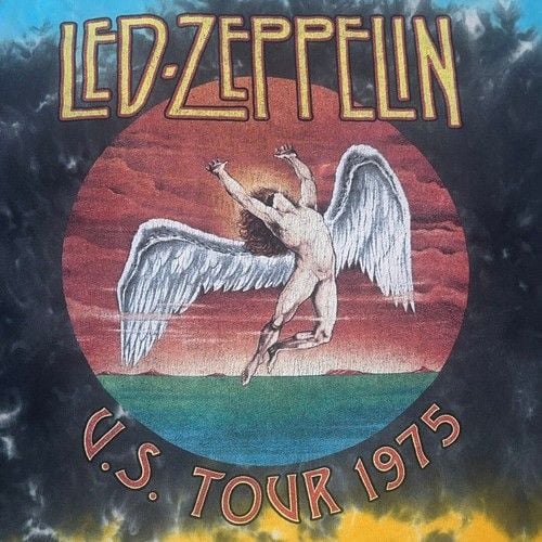 LED ZEPPELIN US Tour 1975 Icarus Tie Dye Rock Graphic T Shirt Mens Size L 3
