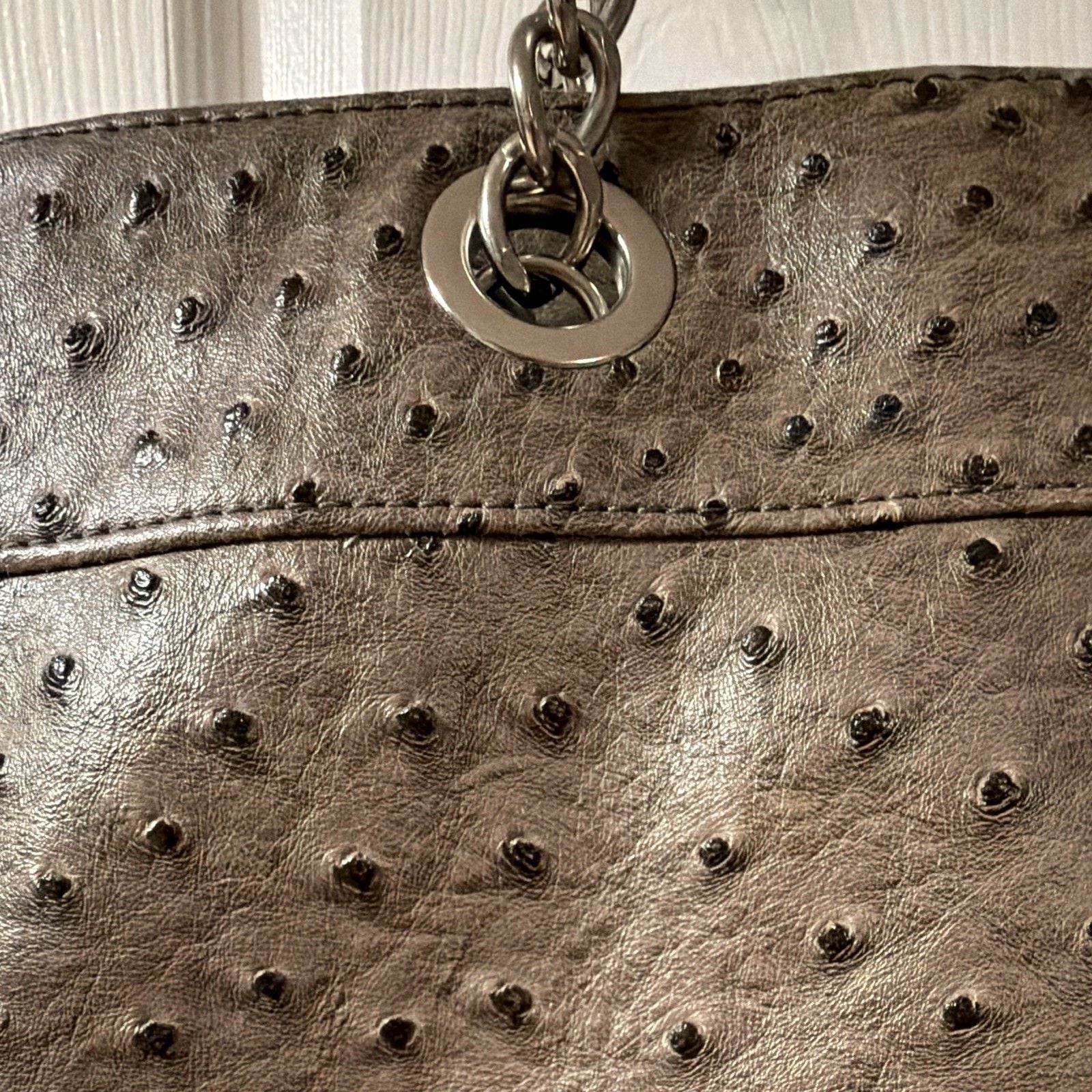 Kelly & Katie Tan Faux Ostrich Leather Shoulder Bag Purse Tote - NWOT 3