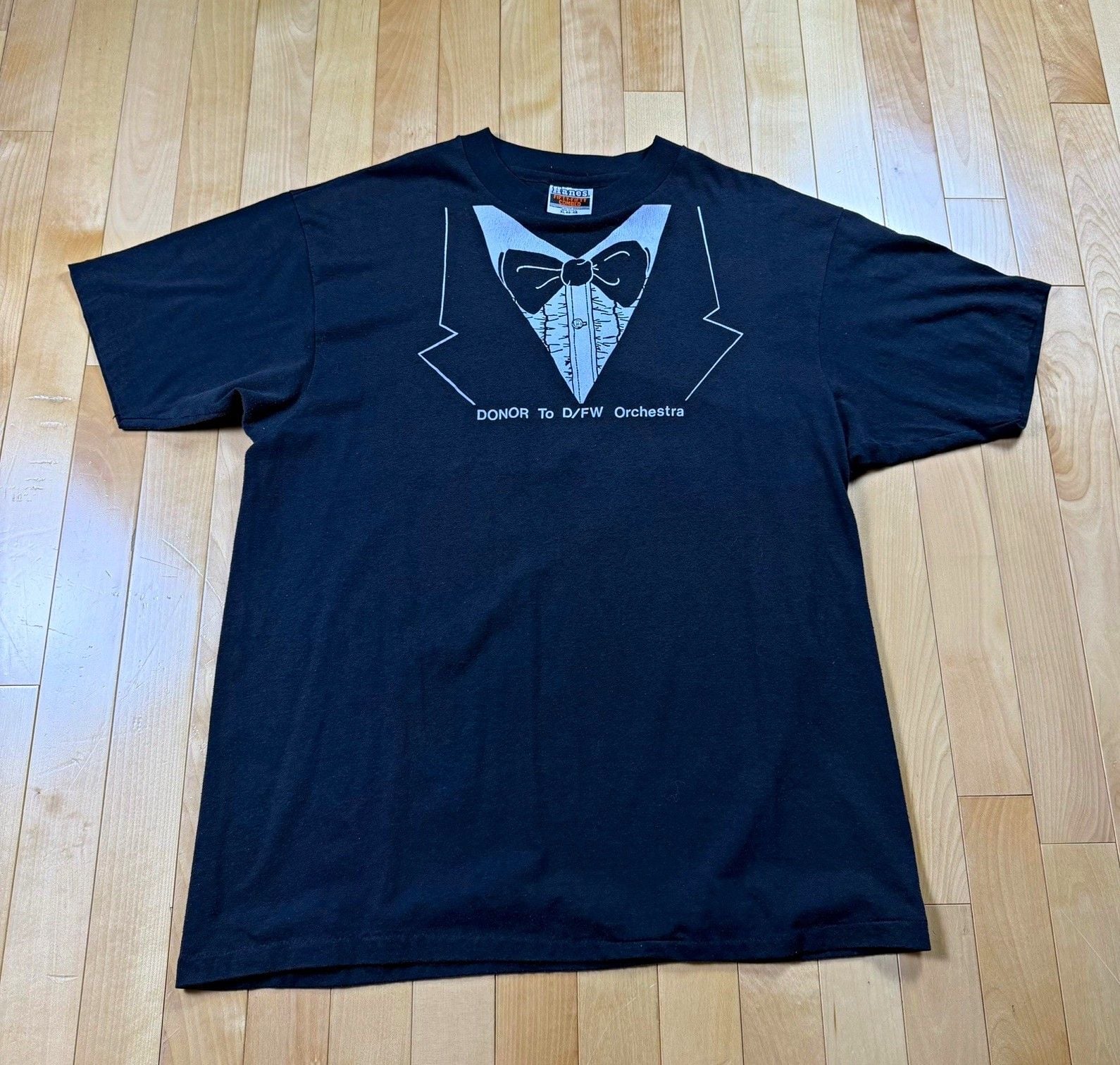Vintage 80s Hanes DFW Orchestra Donor T Shirt XL Made USA Tuxedo Graphic 2