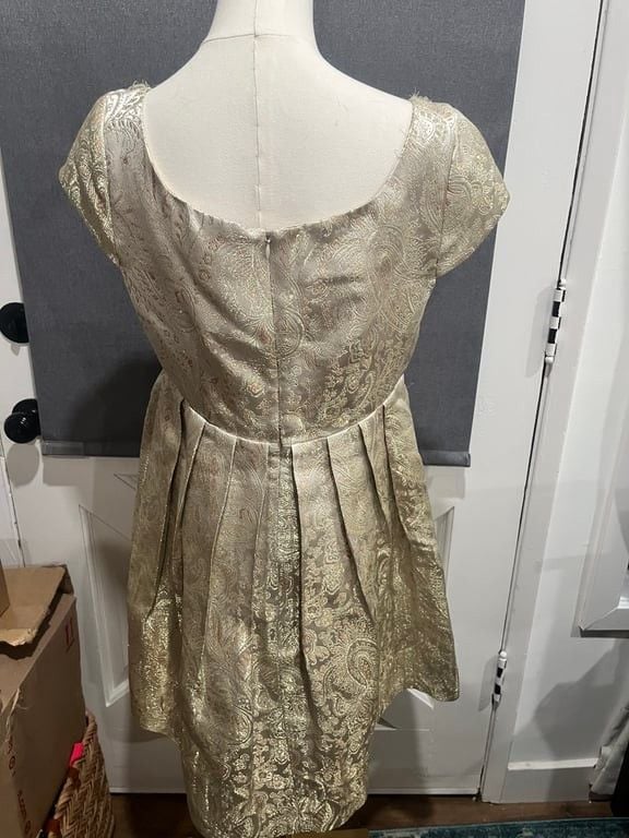 Vintage Metallic Brocade Empire Waist Dress 5