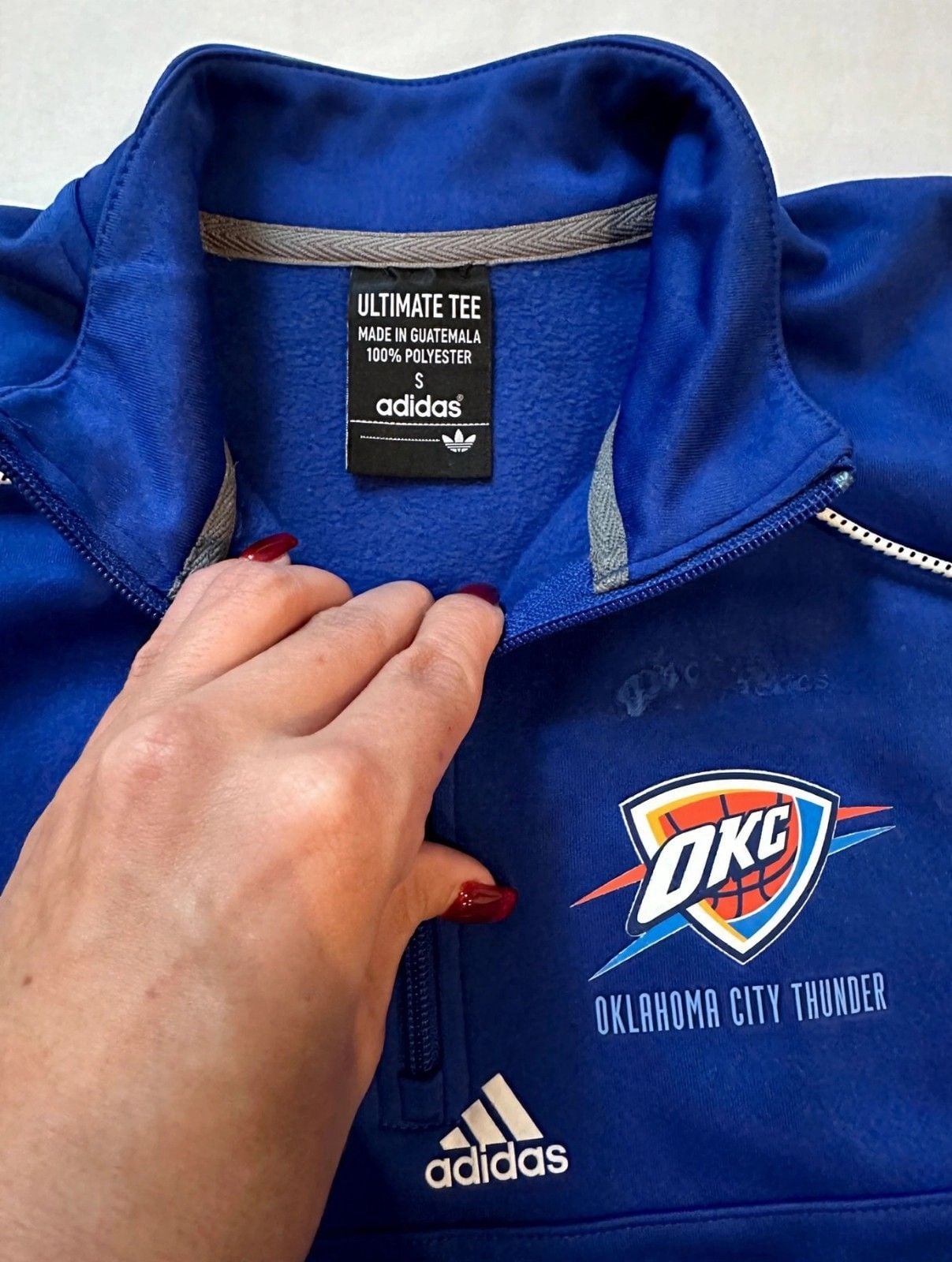 Adidas Women's Oklahoma City Thunder Quarter Zip Pullover Size S Blue 3