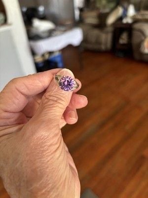 Sterling Silver 925 Natural Amethyst Ring Size 7.5 Large Purple Statement Ring 5