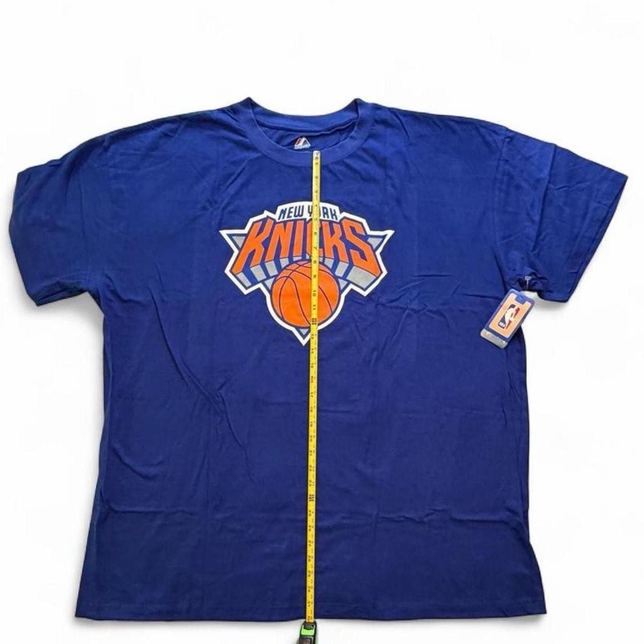 NBA New York Knicks blue t-shirt with orange basketball graphic number 7!Anthony on the back size 4XL big & tall dimensions in the pictures brand new with tags. 4