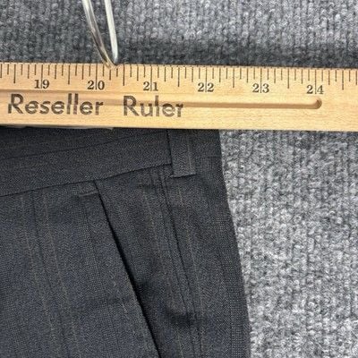 Vintage Christian Dior Suit Mens 46L 44x32 Charcoal Gray Pinstripe Wool 2 Piece 20
