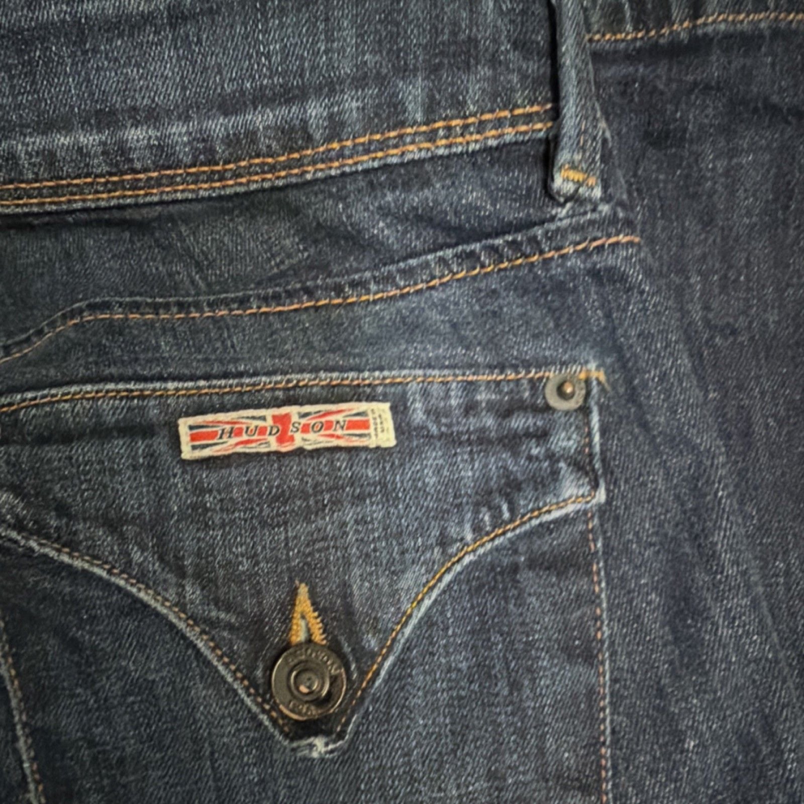 Hudson Women's Blue Straight Stretch Denim Jeans 5-Pocket Zip Button Logo Accent 6