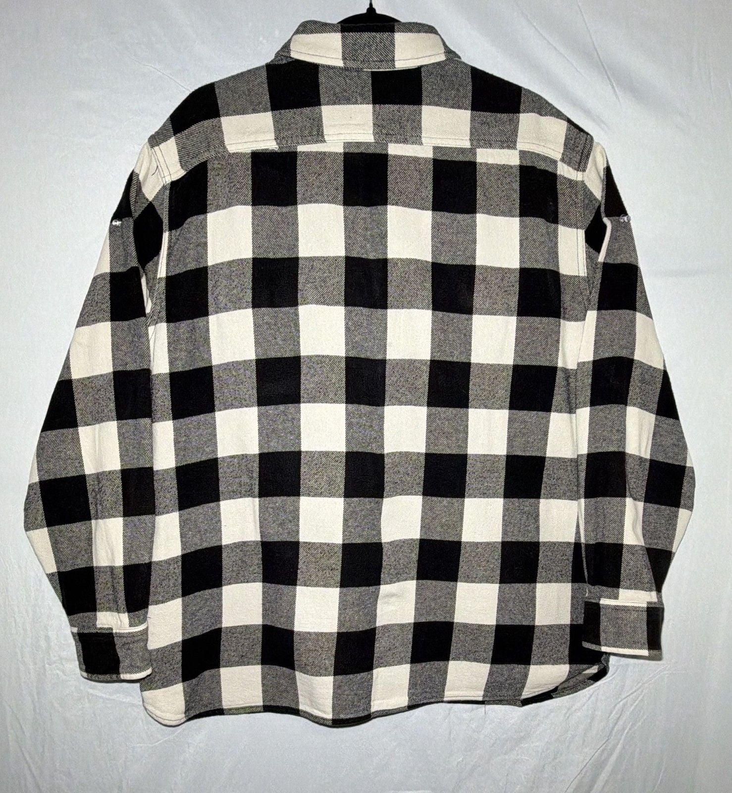 Mens Levi's Black & White Plaid Flannel Long Sleeve Button Up Shirt Size L 4