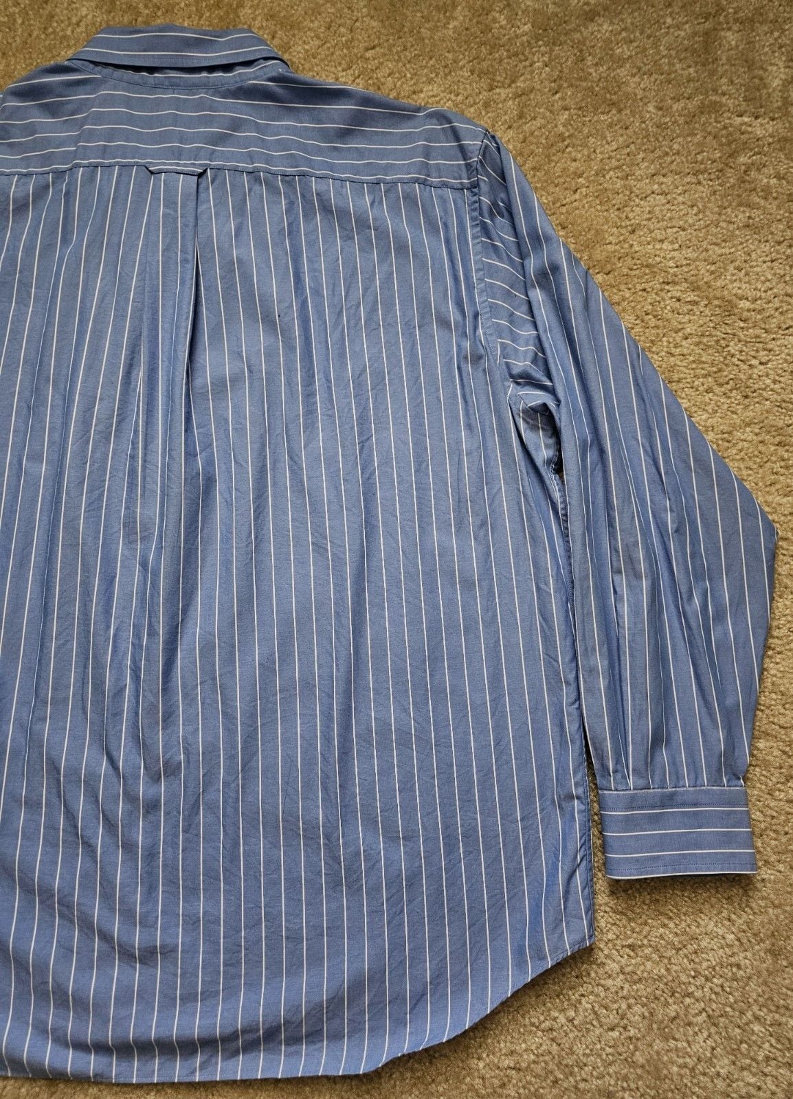 Nautica Mens XXL Blue White Stripe Long Sleeve Button Down Shirt 100% Cotton 9