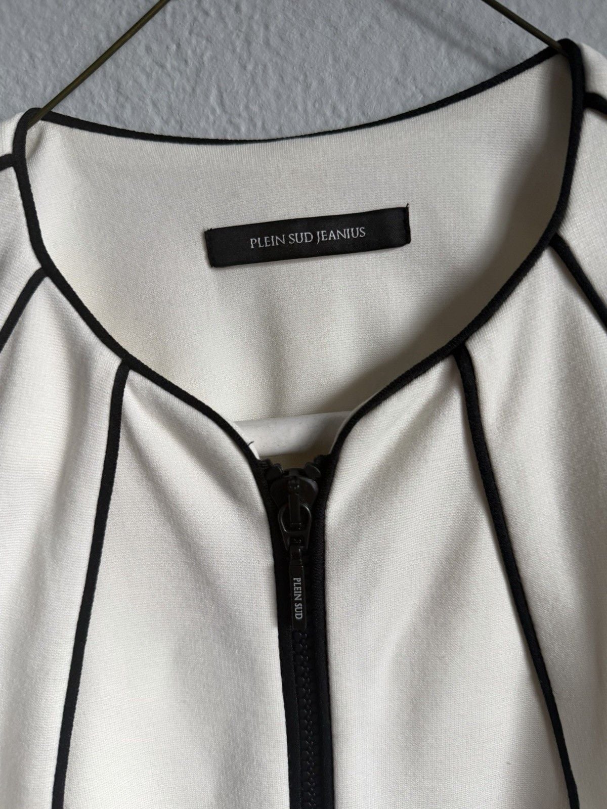 PLEIN SUD JEANIUS White/Black Piped Zip Jacket & Skirt 2pc Set US 4 4