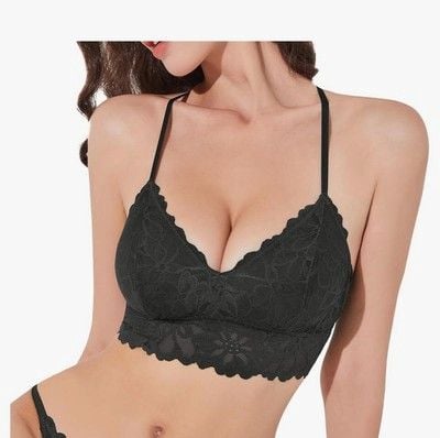 Luna & Sun Soft Simple Sexy Breathable Wirefree Lace Bralette-SIZE S 4