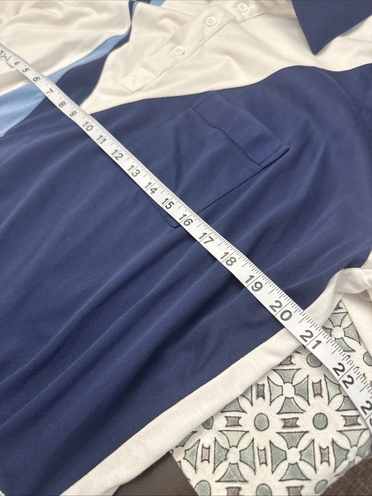 IdleTime White Blue Polo with front pocket, size xl-0015 6