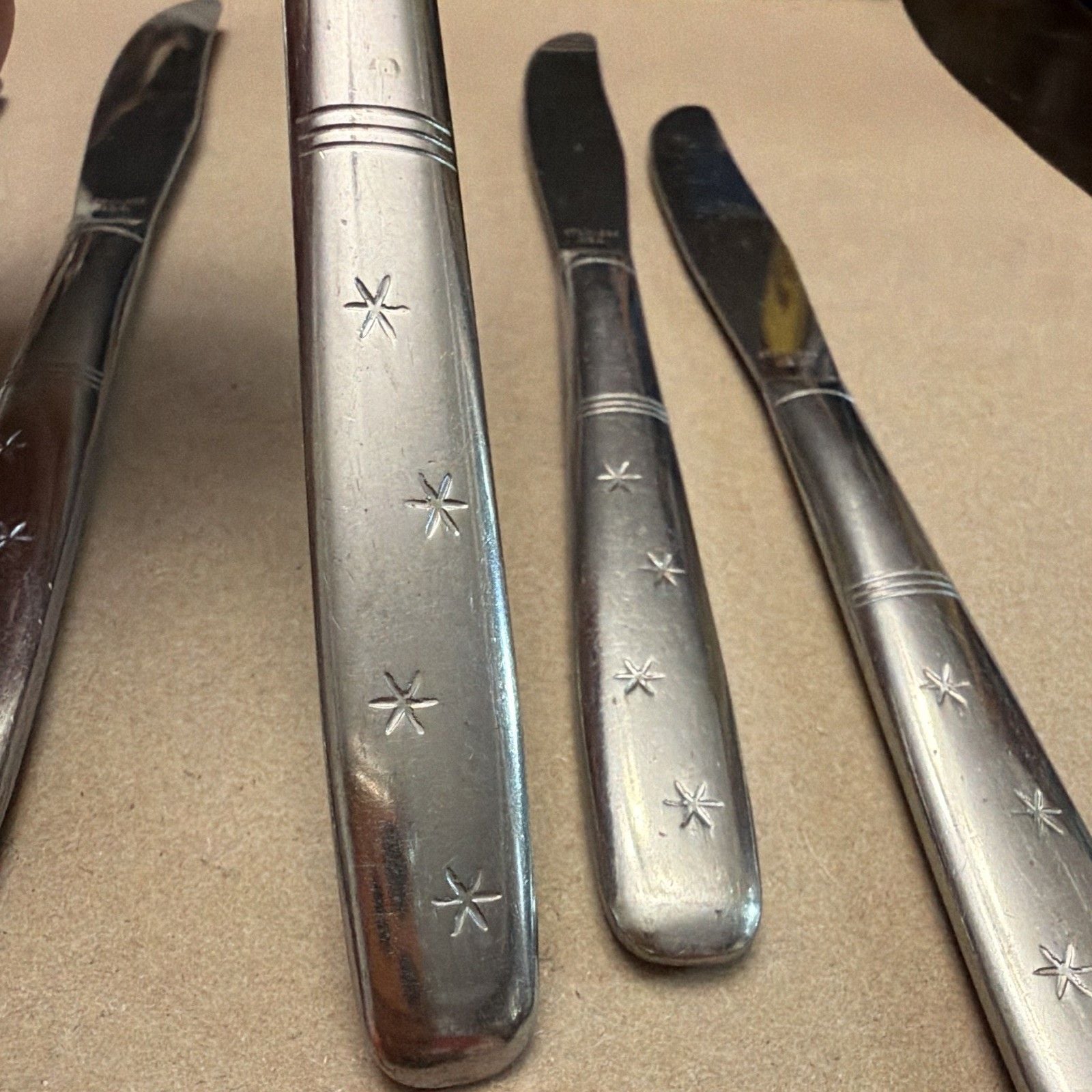 5-pc Washington Forge Starflyte Dinner Knives Stainless Steel Flat Handle VTG 4