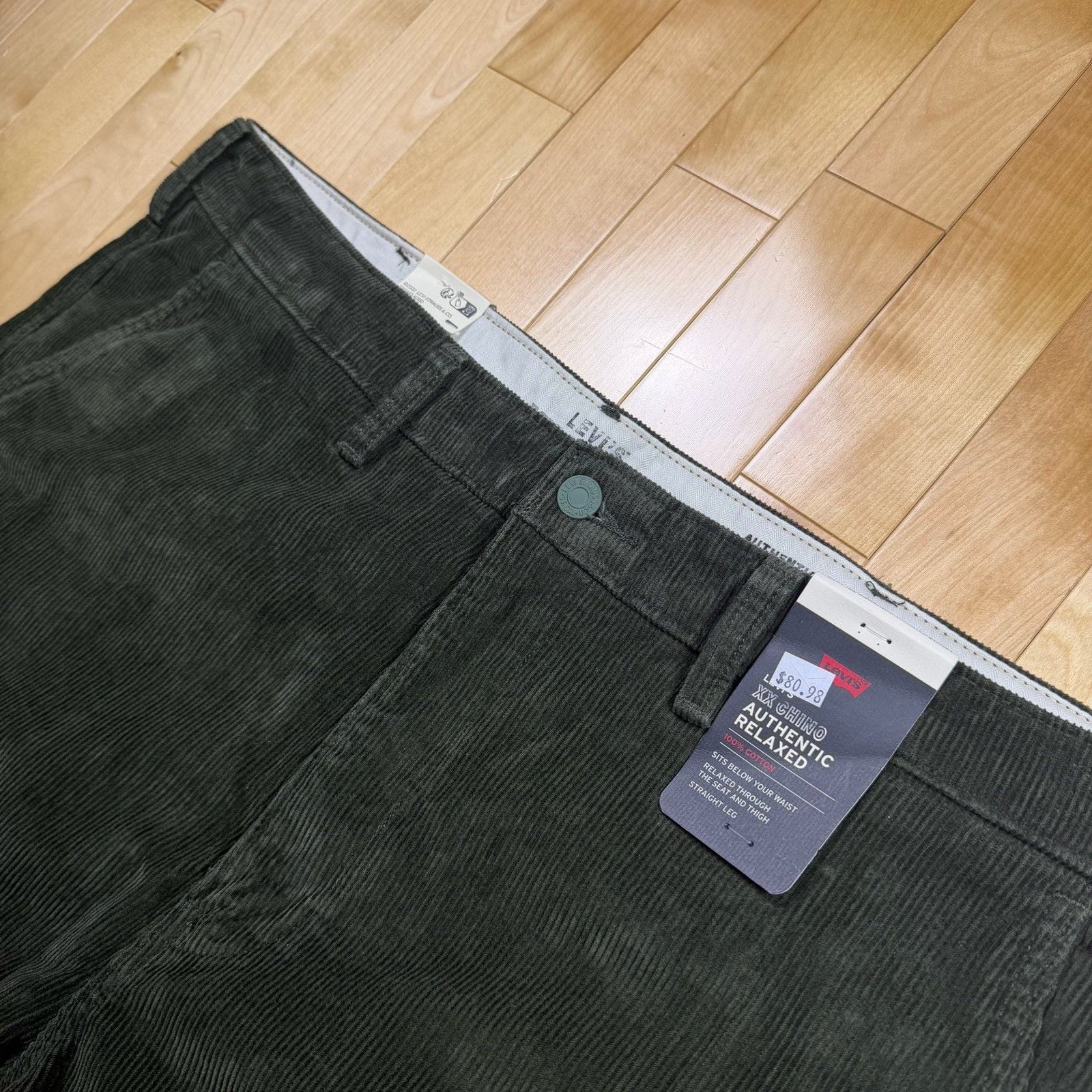 Levi's XX Chino Authentic Relaxed Corduroy Pants Green Men's 38x30 Straight 11