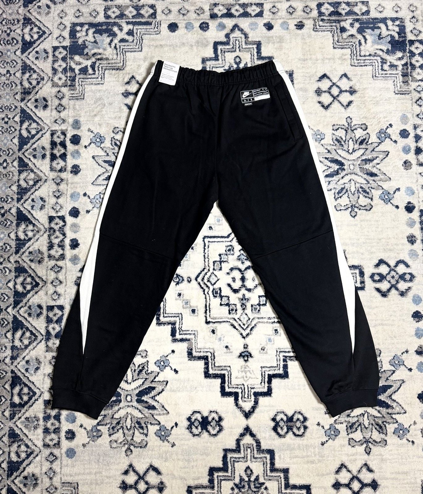 Nike Air Fleece Joggers Mens Medium Black White Cotton Polyester 8