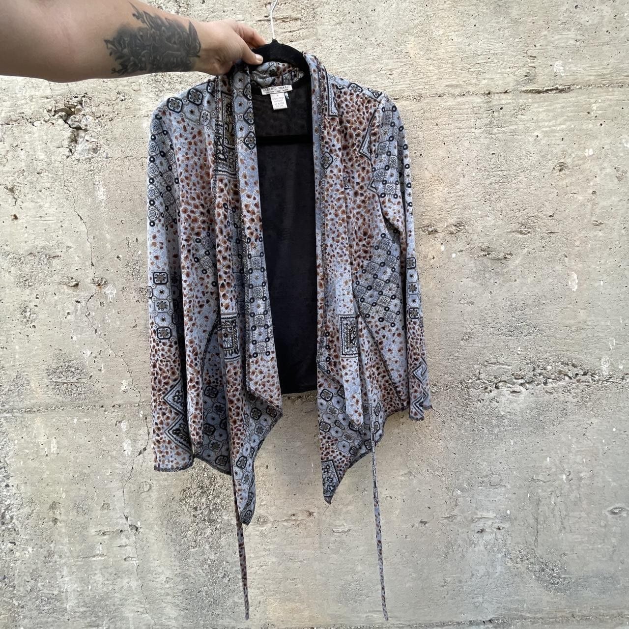 Alberto Makali boho print drape jacket 3