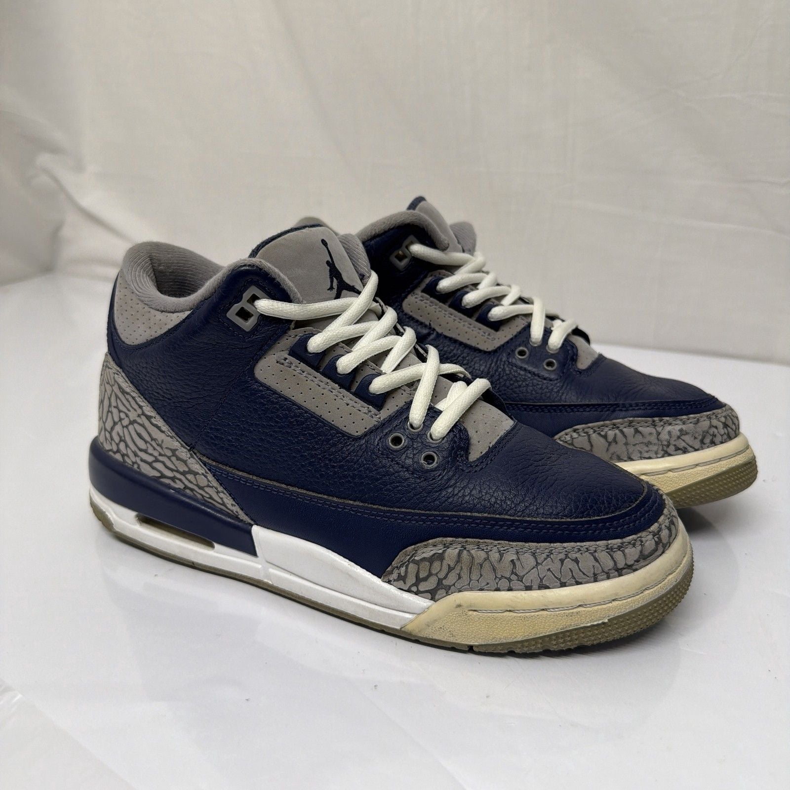 Nike Air Jordan 3 Retro Youth Sneakers 6.5Y Navy Blue Leather Mid Top 2