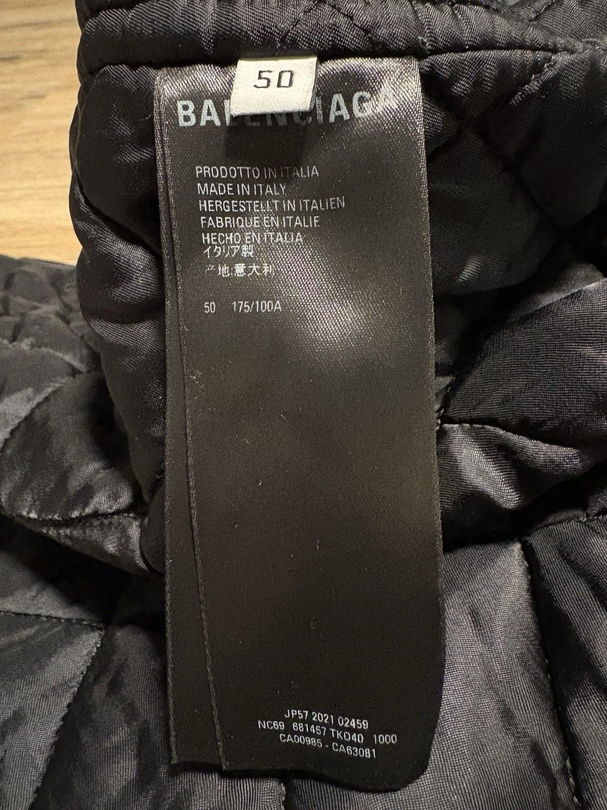 Balenciaga Wardrobe Unisex Quilted Jacket Size 50 Black Italy Allover Logo Snap 4