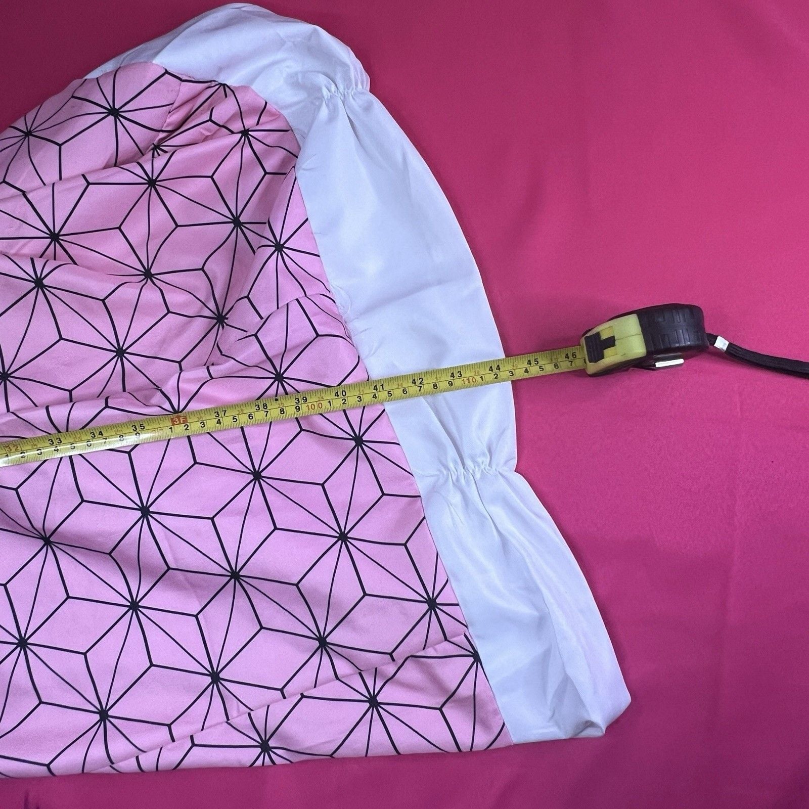 Demon Slayer Nezuko Kamado Cosplay Costume Set 3pc Pink Kimono, Black Haori Obi 6