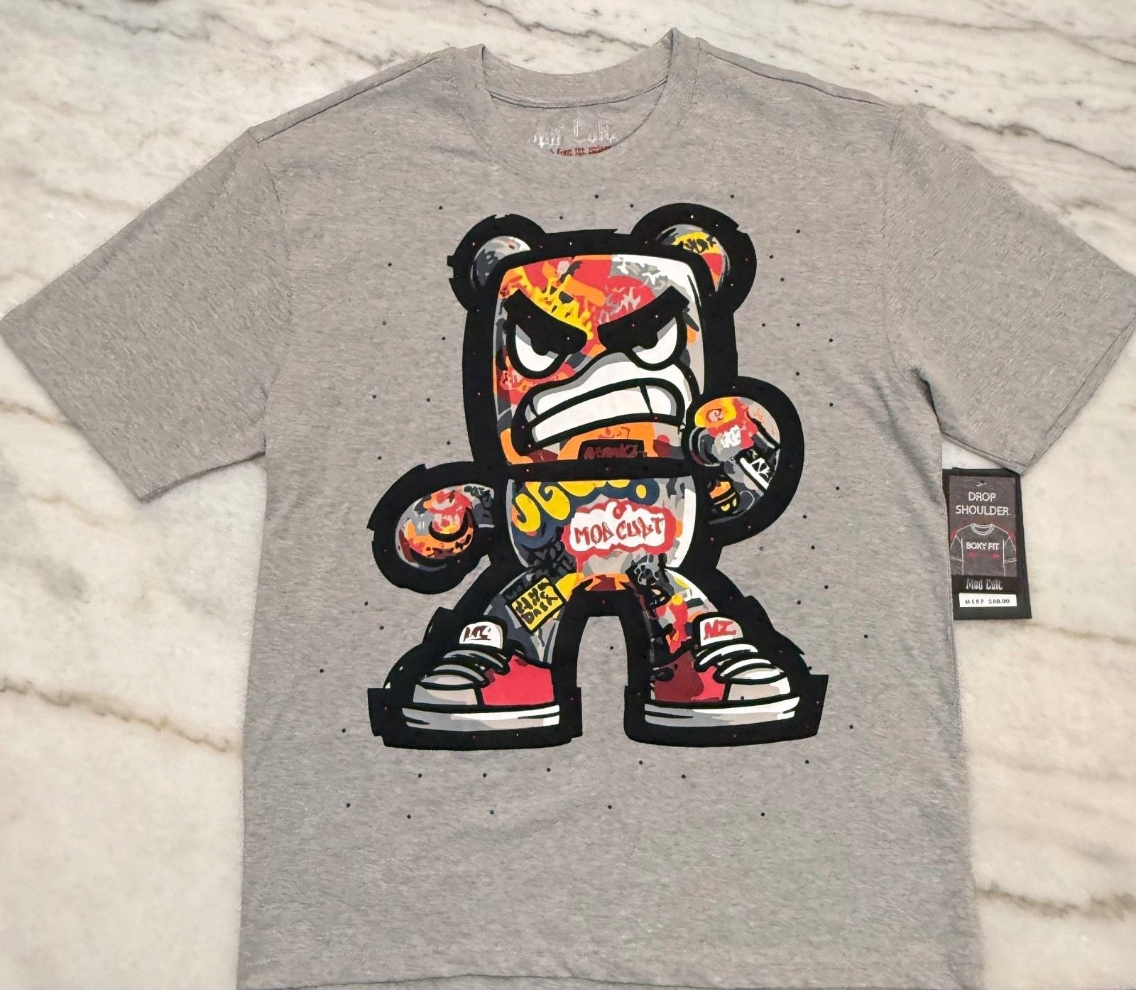 Mod Cult Graphic T-Shirt with Drop Shoulder Boxy Fit, Small 2