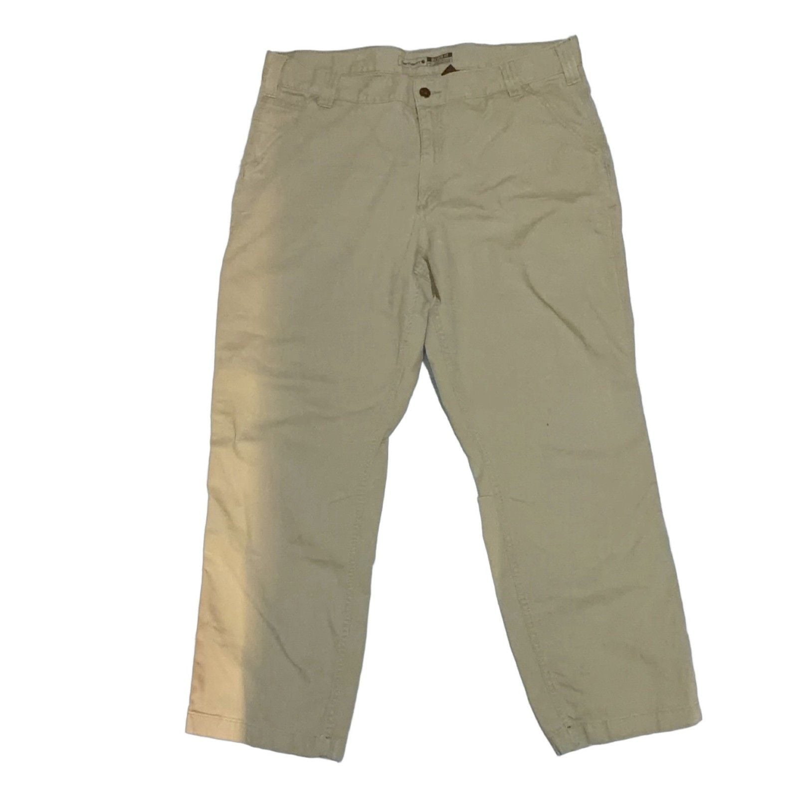 Carhartt Men's 38x30 Carpenter Pants Relaxed Fit Canvas Workwear Beige Cotton 2