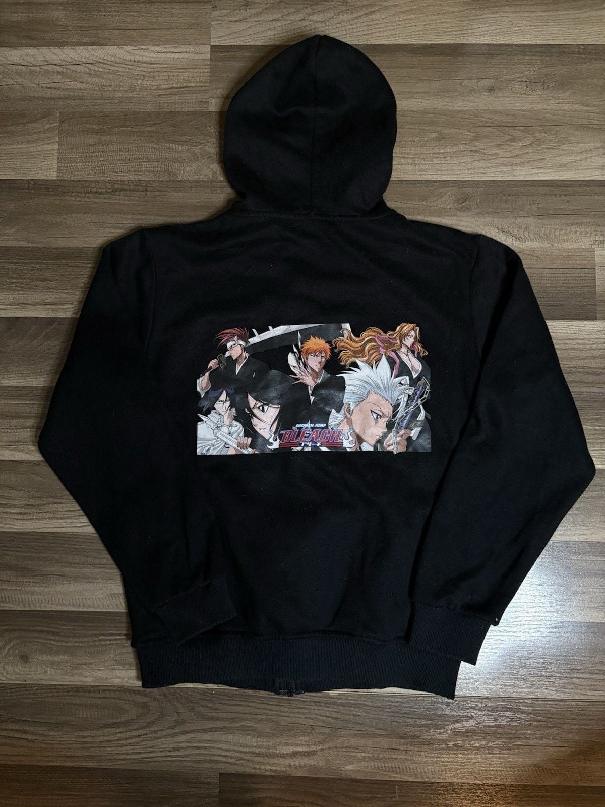 Bleach Anime Full Zip Hoodie Black Unique Zipper Mens Size Medium 7