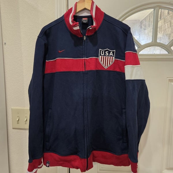 RARE Vintage Y2K 2000s Nike USA America Soccer Zip Up Warm Up Track Jacket XL