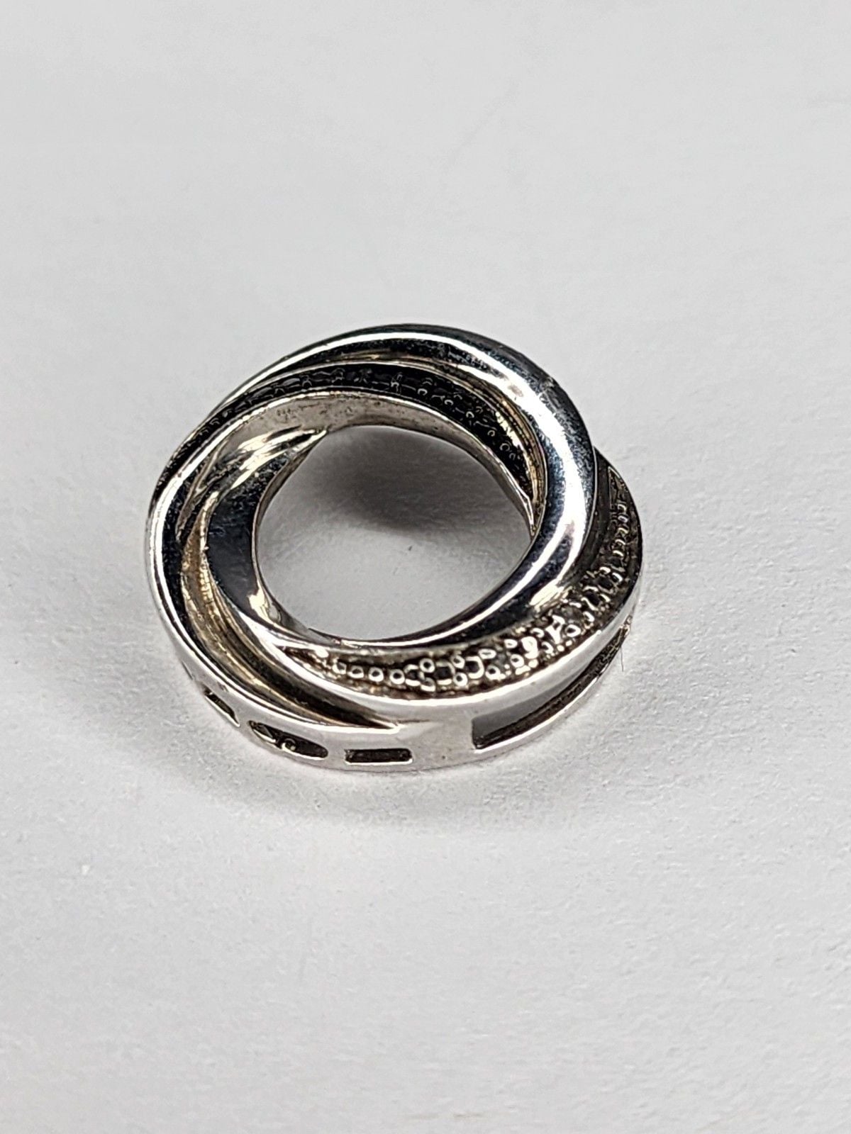 925 Sterling Silver Black/white Diamond Round Swirl Slide Pendant 4