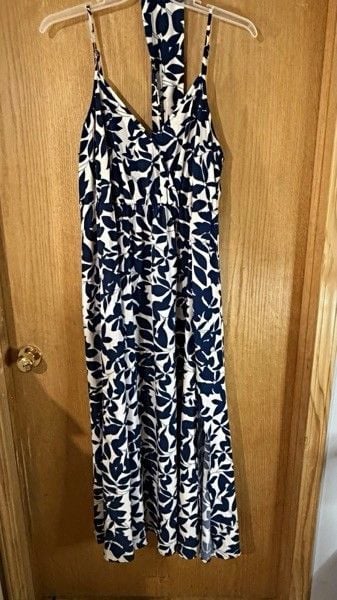 Women’s Blue & White Floral Sleeveless Dress One-Piece Plus Size 3XL 2