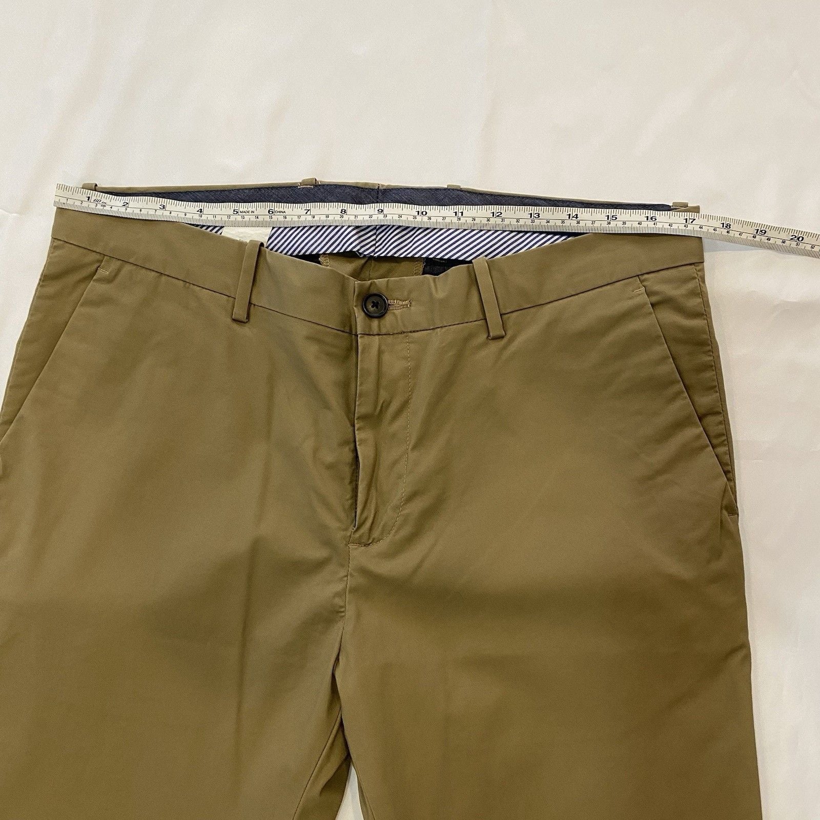 Perry Ellis Pants Mens 34x32 Tan Slim Fit Flat Front Trousers 5