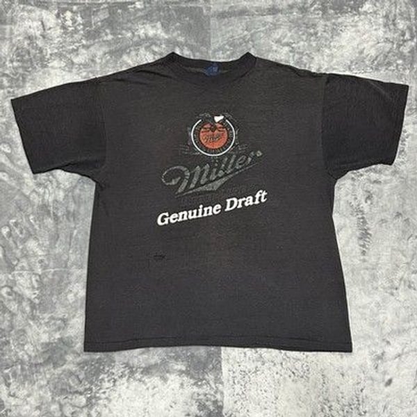 Vintage Single Stitch Miller Genuine Draft T-shirt 80’s Sneaker Tag Size XL USA