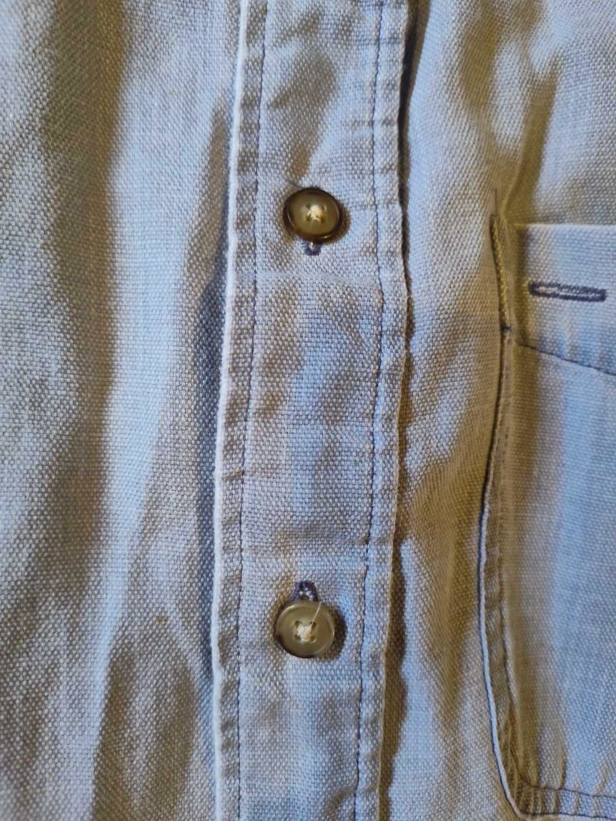 Vintage Cambridge Classics Men's Short Sleeve Button down Shirt Denim like Sz L 5