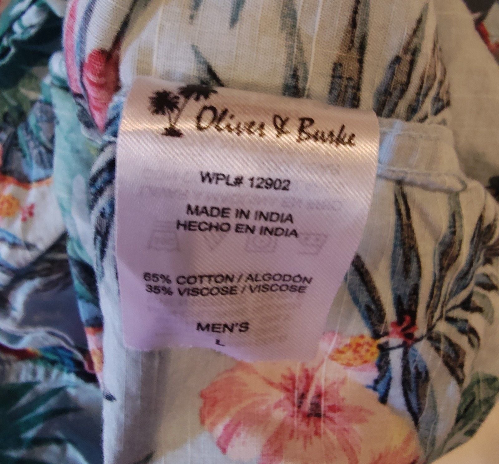 Oliver & Burke Hawaiian Men's Shirt Short Sleeve Color Blue Parrot Size Large. 8