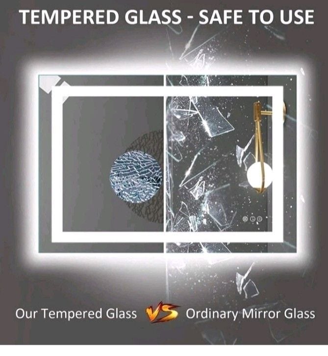 LED Bathroom Mirror 40x32 Front & Backlit Anti-Fog Dimmable 3 Color Tempered 7