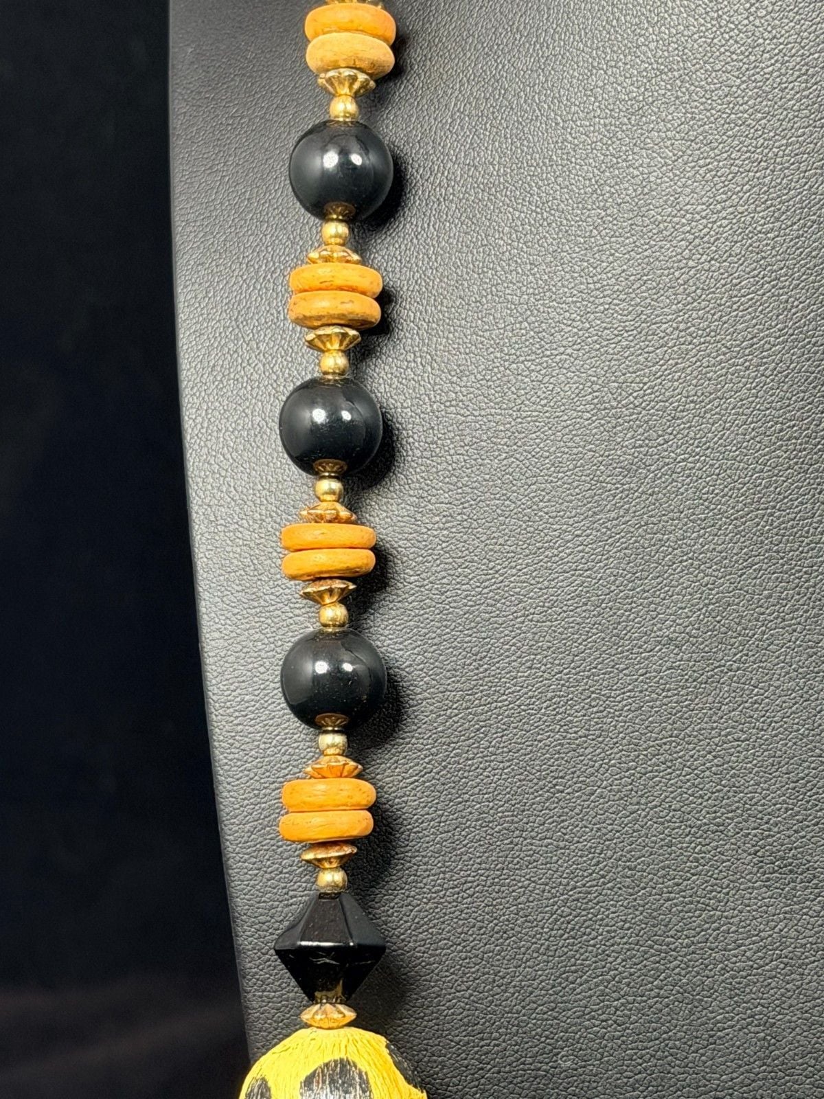 Stunning Vintage Boho Tribal Statement Necklace - Mixed Media Multitexture Beads 6