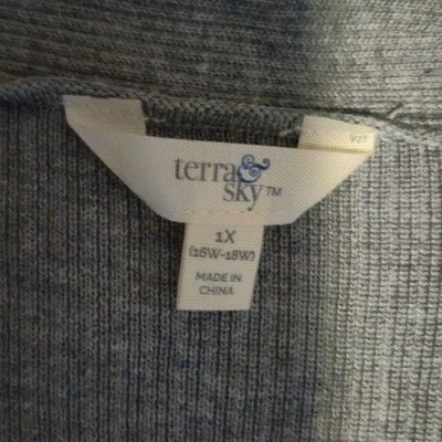 BonWorth Denim Pants & Terra Sky Cardigan Set Blue Gray Womens Plus Size 1X MP 5