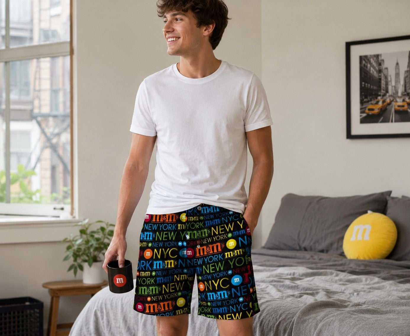 M&M’s NYC New York Shorts Size S Men 100% Cotton Multicolor Logo Lounge Pajama 7