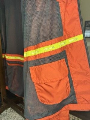 Izod Mens Windbreaker Size XL Full Zip Orange Jacket Rain Coat 8