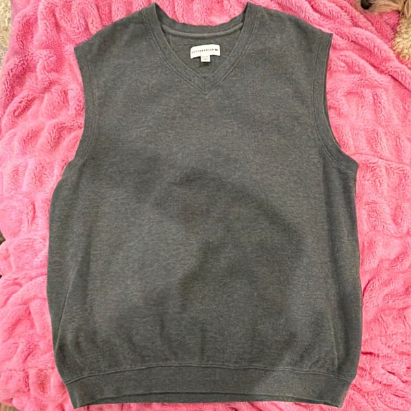 Cutter & Buck Men's Gray Knit V-Neck Sweater Vest Sleeveless Solid XLT