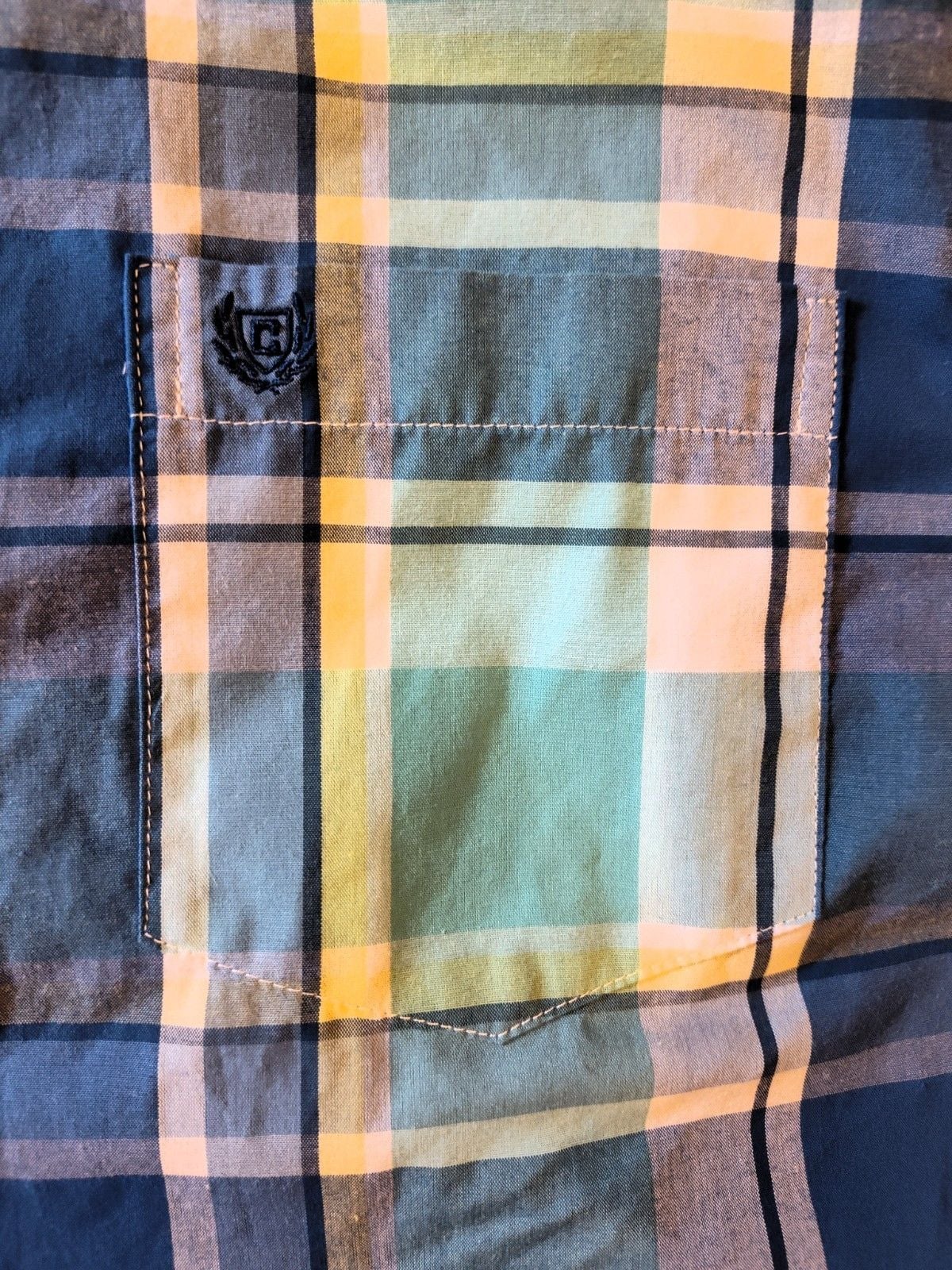 Chaps Men's Short Sleeve Easy Care Blue Button Down Shirt Size Medium 4
