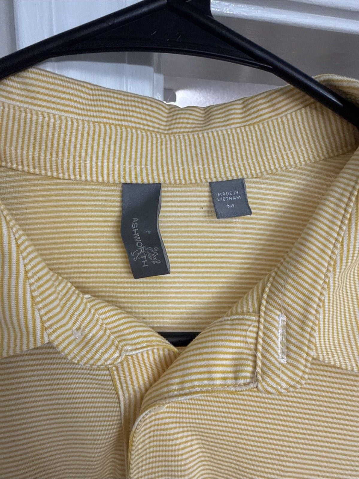 Ashworth Mens Yellow Striped Golf Polo Shirt Short Sleeve Size M-0139 4