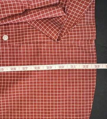 LL Bean Men's Traditional Fit Button-Down Plaid Blood Orange 100% Cotton 9